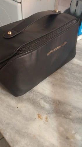 Customer photo review of Leather Makeup Bag – Large Travel Toiletry Organizer