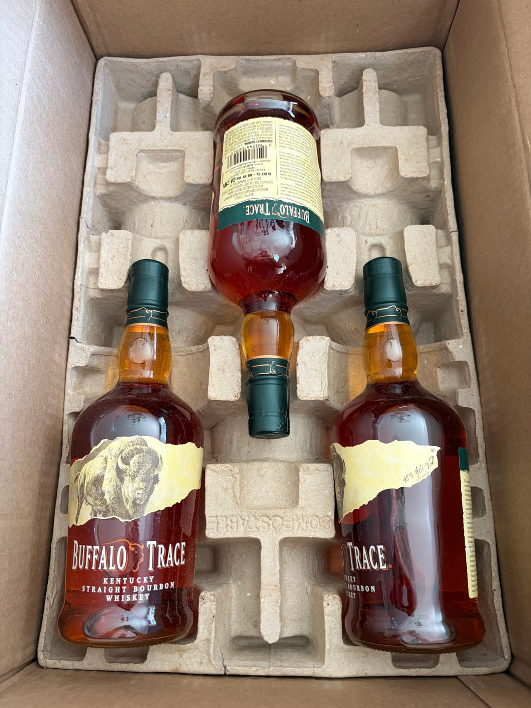Customer photo review of Buffalo Trace Bourbon Whiskey 3 Pack