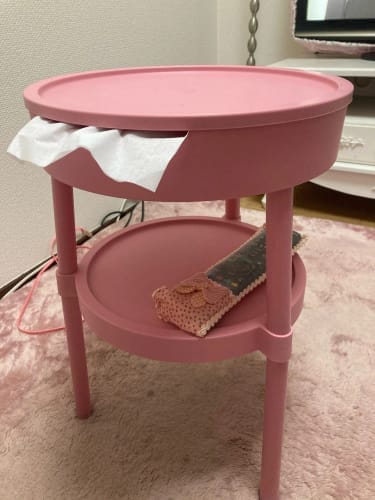 Customer photo review of Round Coffee Table – Mobile Minimalist Nightstand