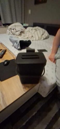 Customer photo review of Quiet Close Trash Can – Space-Saving Sealed Kitchen Bin