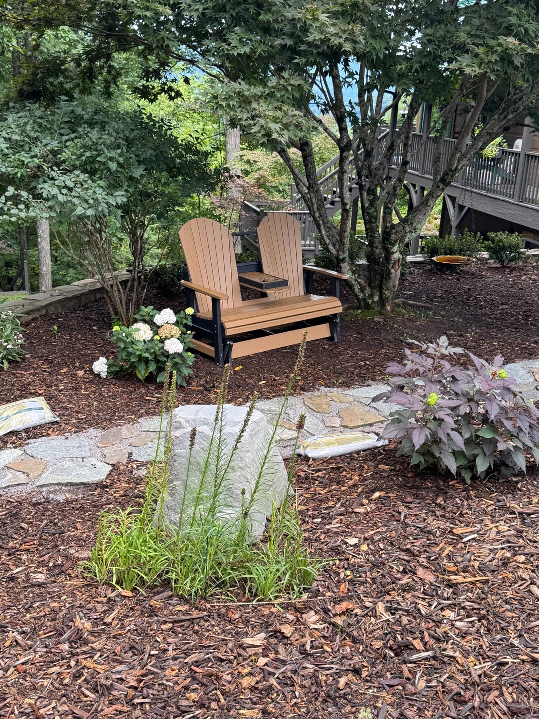 Customer photo review of Classic Adirondack 5'ft Glider Console with Cupholders
