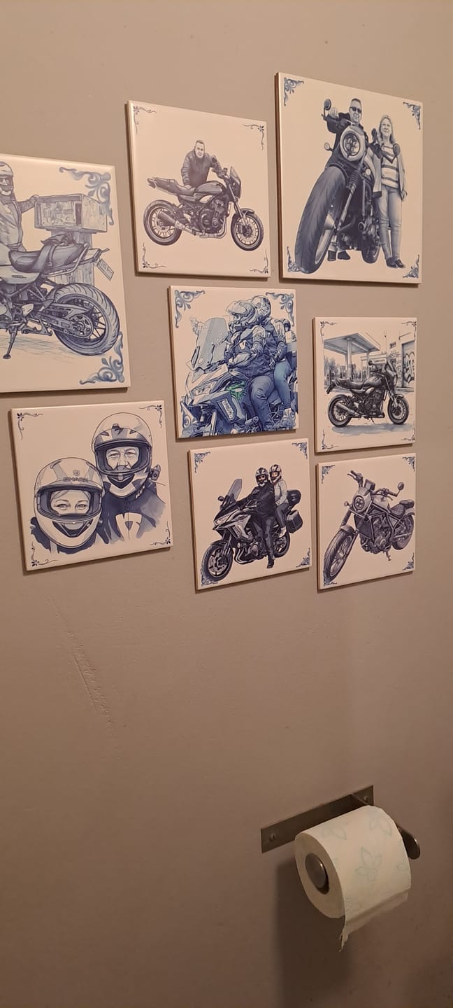 Customer photo review of Delfts Blauw tegeltje bedrukken met eigen motor