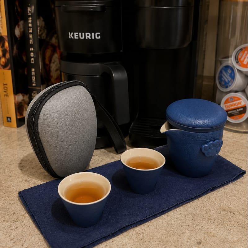 Customer photo review of Takumi Portable Black Pottery Kung Fu Tea Set