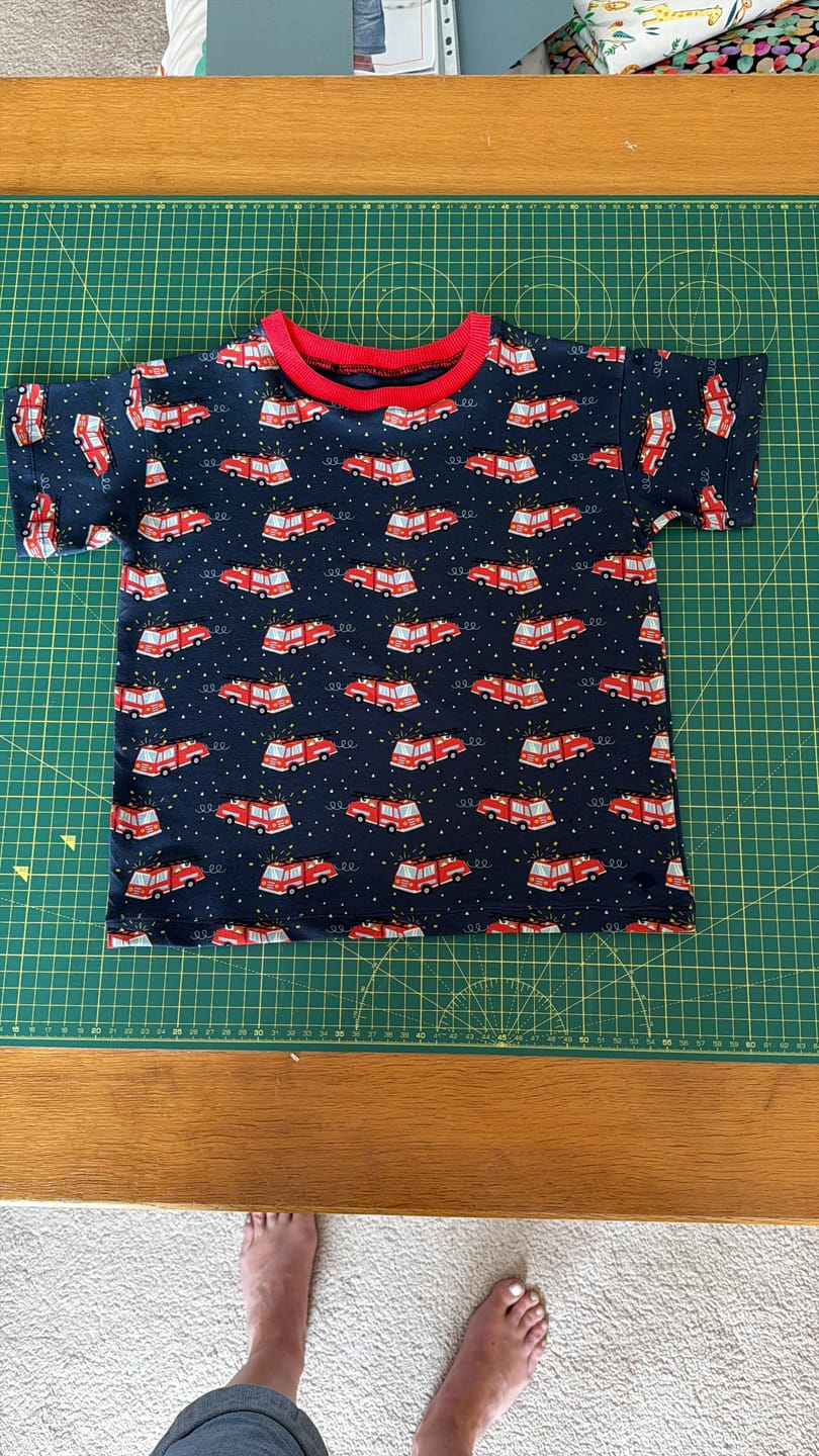 Customer photo review of Fire Engines Cotton Jersey Fabric