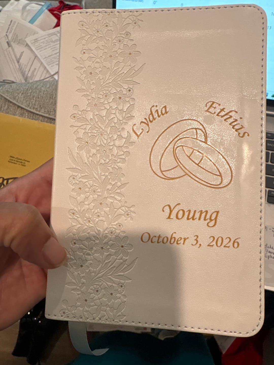 Customer photo review of Personalized KJV Wedding Bible - Bride's Bible with Names, Surname and Date