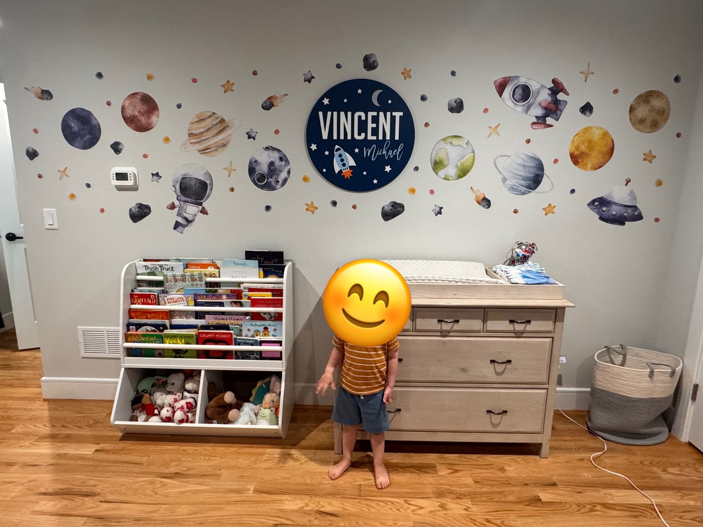 Customer photo review of Watercolor Space Wall Decals