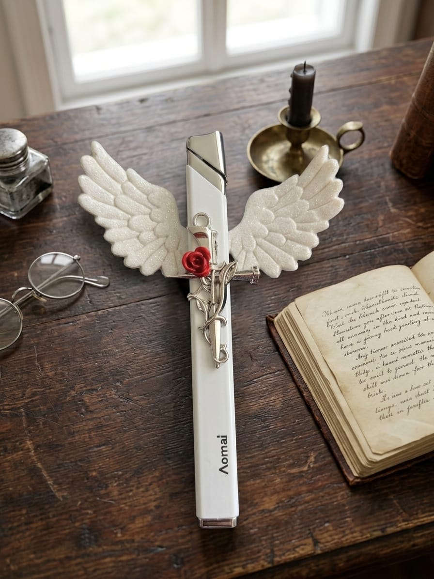 Customer photo review of Pretty Angel Rose Wing Butane Torch Lighter