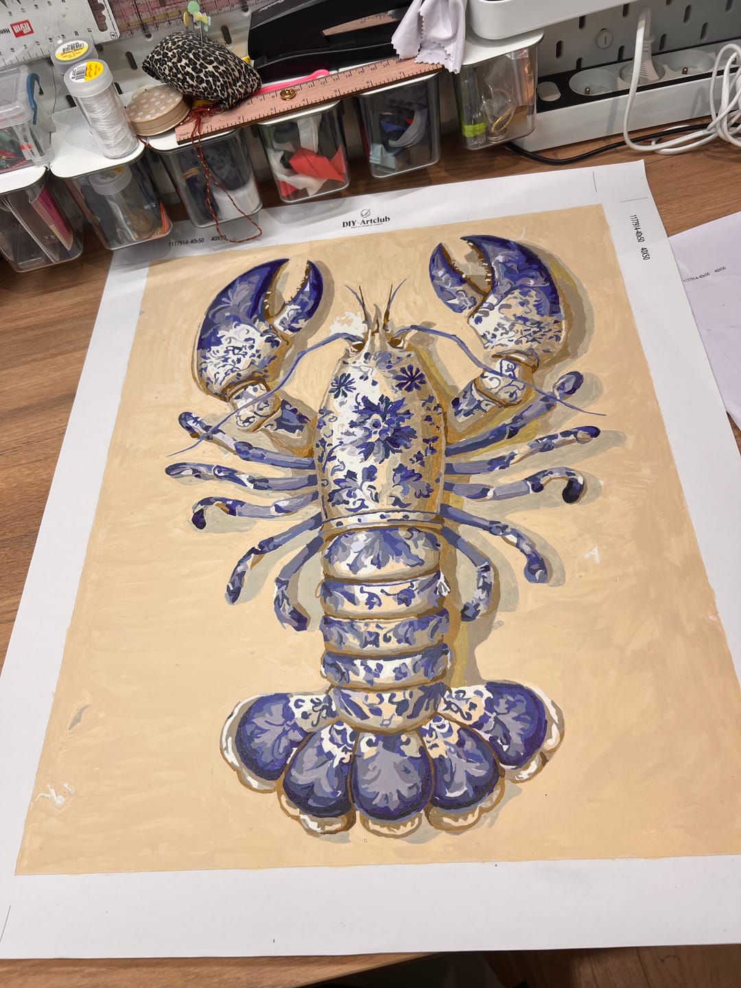 Customer photo review of Delft Lobster | Paint by Number
