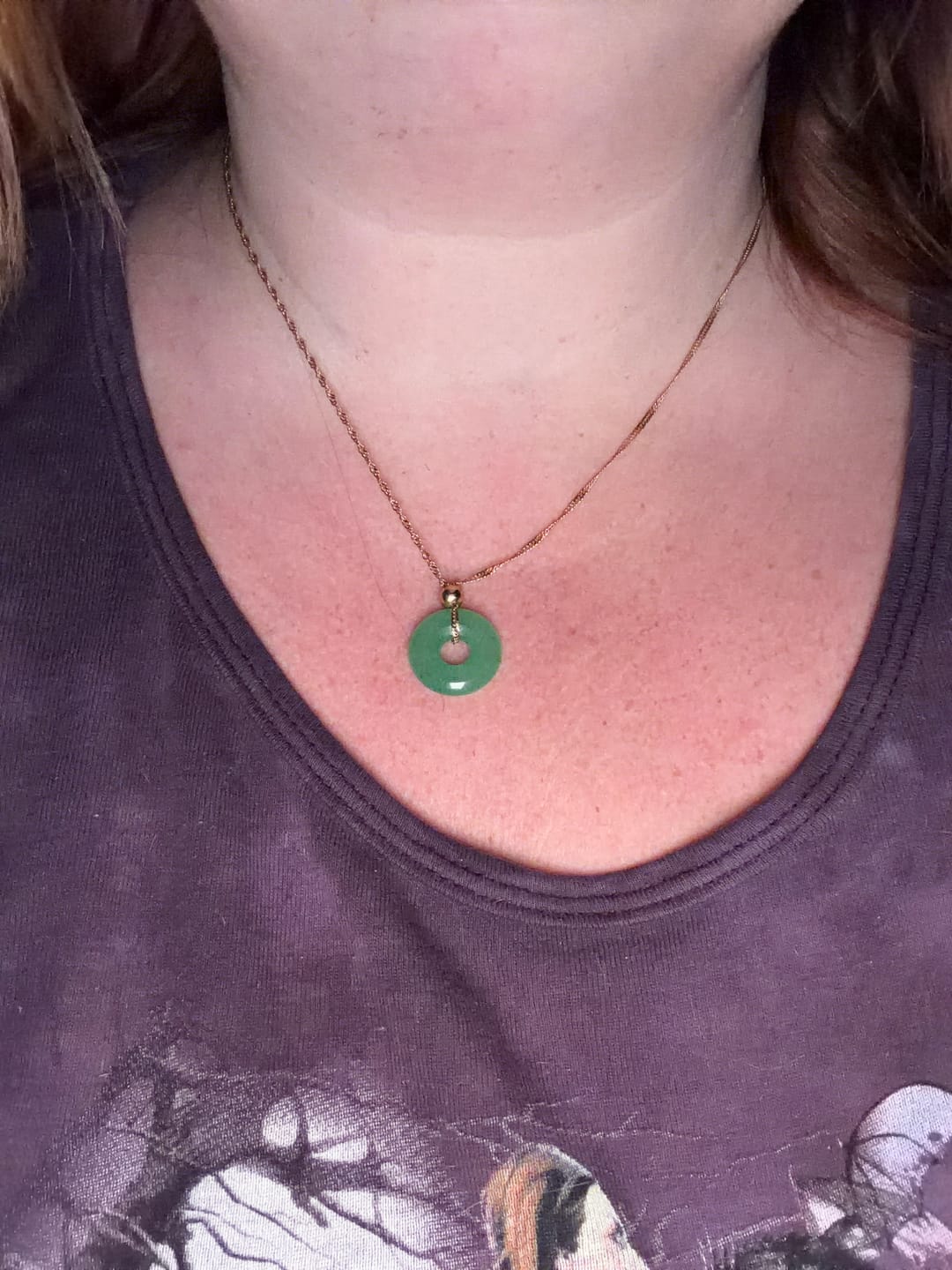 Customer photo review of Jade Coin Necklace