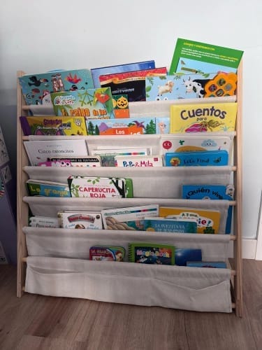 Customer photo review of Floor To Ceiling Bookshelf - Solid Wood Book Storage