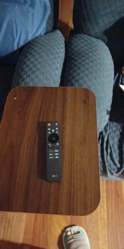 Customer photo review of C-Shaped Side Table – Height Adjustable Sofa Laptop Table
