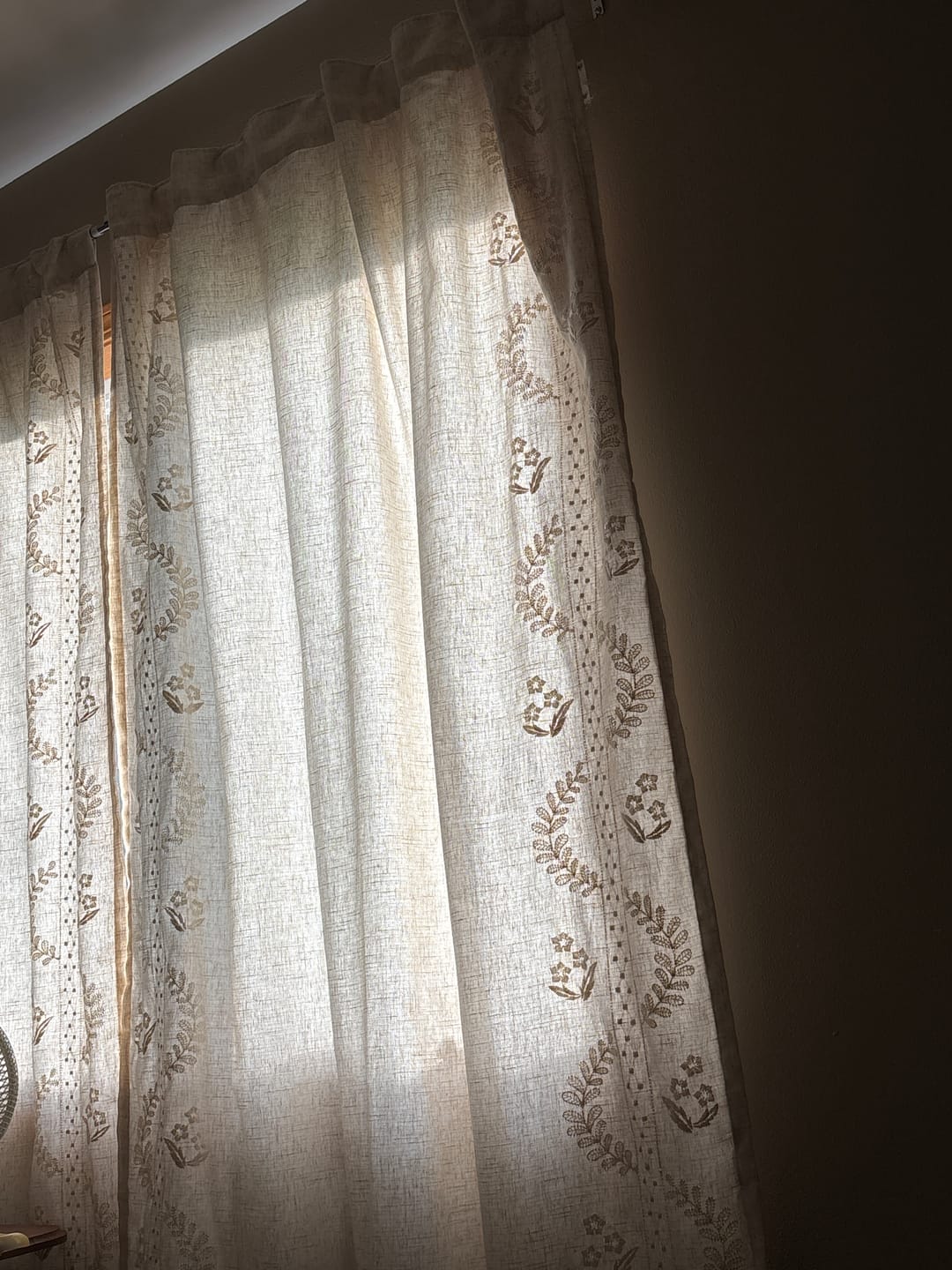 Customer photo review of Vintage Lined Embroidered Botanical Border Curtains (2 Panels)