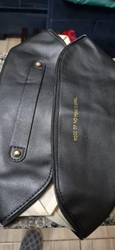Customer photo review of Leather Makeup Bag – Large Travel Toiletry Organizer