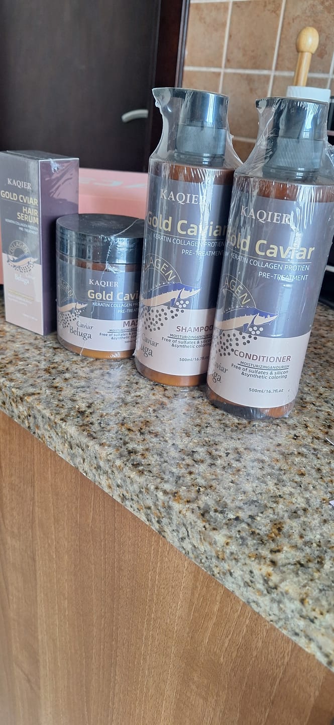 Customer photo review of Gold Caviar Nourishing Keratin Collagen hair set- 4 products