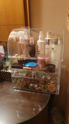 Customer photo review of Clear Acrylic Drawer Organizer – Large Makeup & Perfume Storage