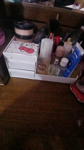 Customer photo review of Makeup Storage Drawer – Plastic Desktop Cosmetics Shelf