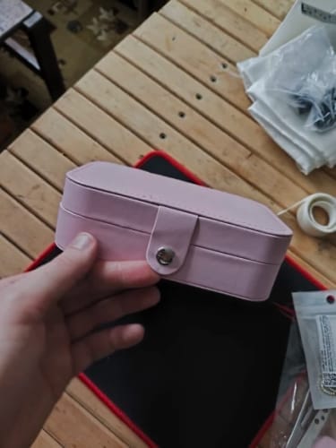 Customer photo review of Mini Jewelry Box – Velvet Lined Travel Case for Rings & Earrings