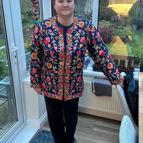 Customer photo review of Short kashmiri jacket with Aari Embroidery