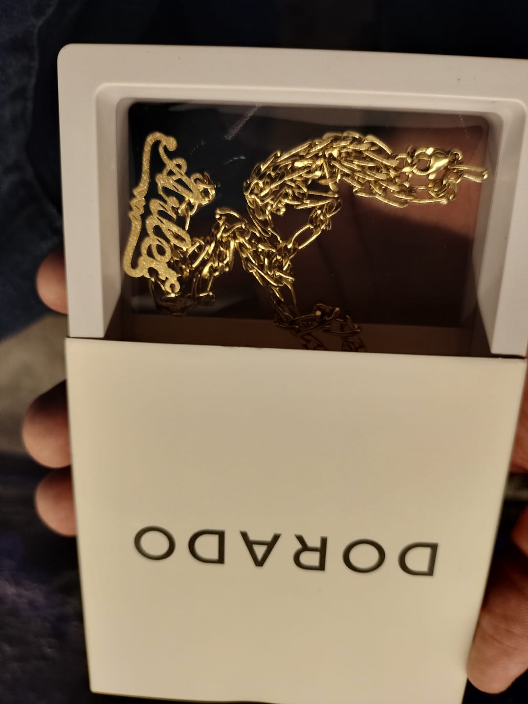 Customer photo review of Diamond Cut Heart Name Necklace