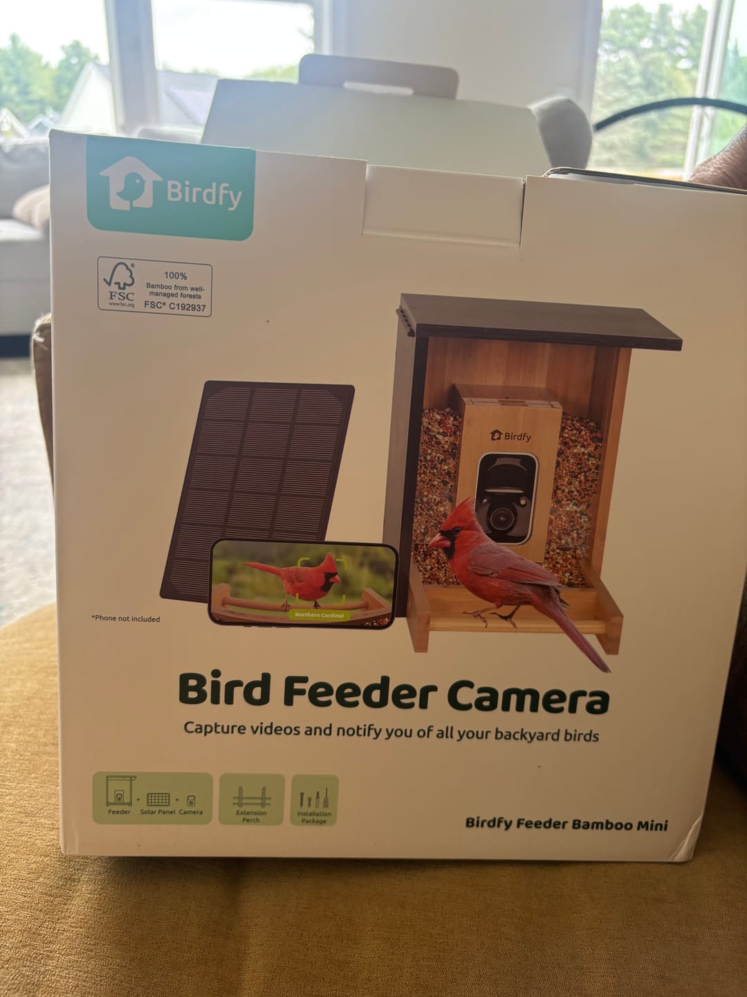 Customer photo review of Birdfy Feeder Bamboo Mini - Bird Feeder With Camera