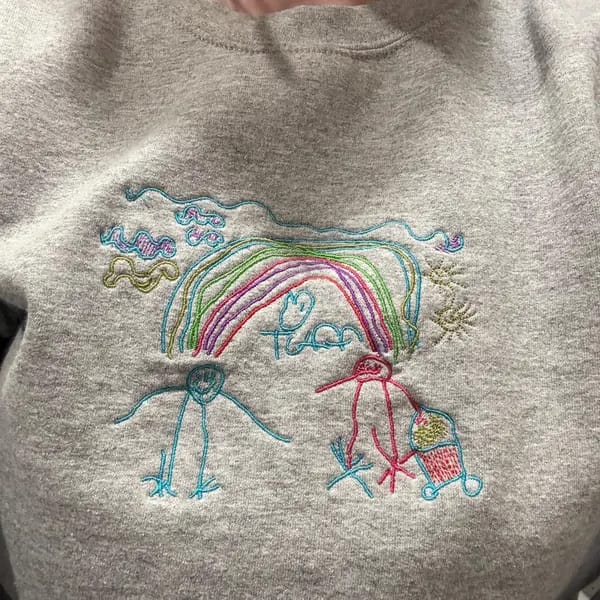 Customer photo review of Custom Embroidered Kids Photo Drawing Sweatshirt
