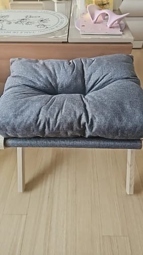 Customer photo review of Wood Shoe Stool - Solid Square Entryway Stool