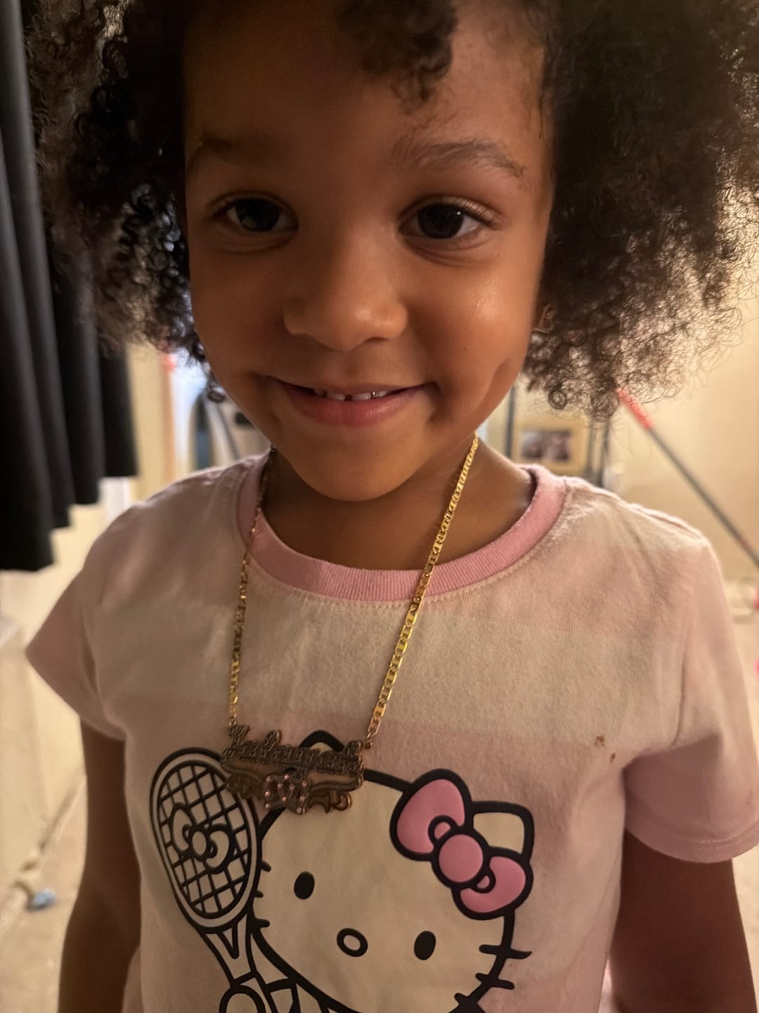 Customer photo review of Kids Double Plated Double Heart Name Necklace w/ Clip Chain