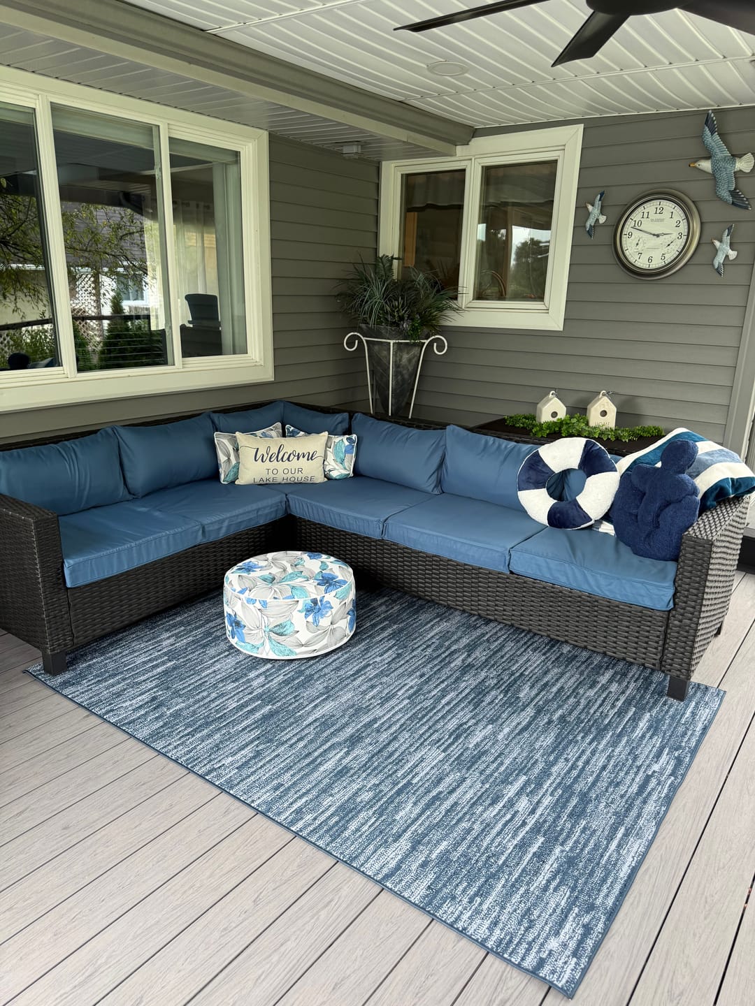 Customer photo review of Homrest Patio Replacement Cushions for  6-Seat Patio Conversation Sets, Blue