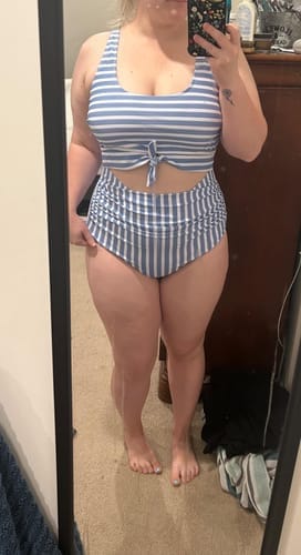 Customer photo review of Emoswimsuit - Women's One Piece Swimsuit Tummy Control Slimming Bathing Suit Cutout Tie Knot Swimwear