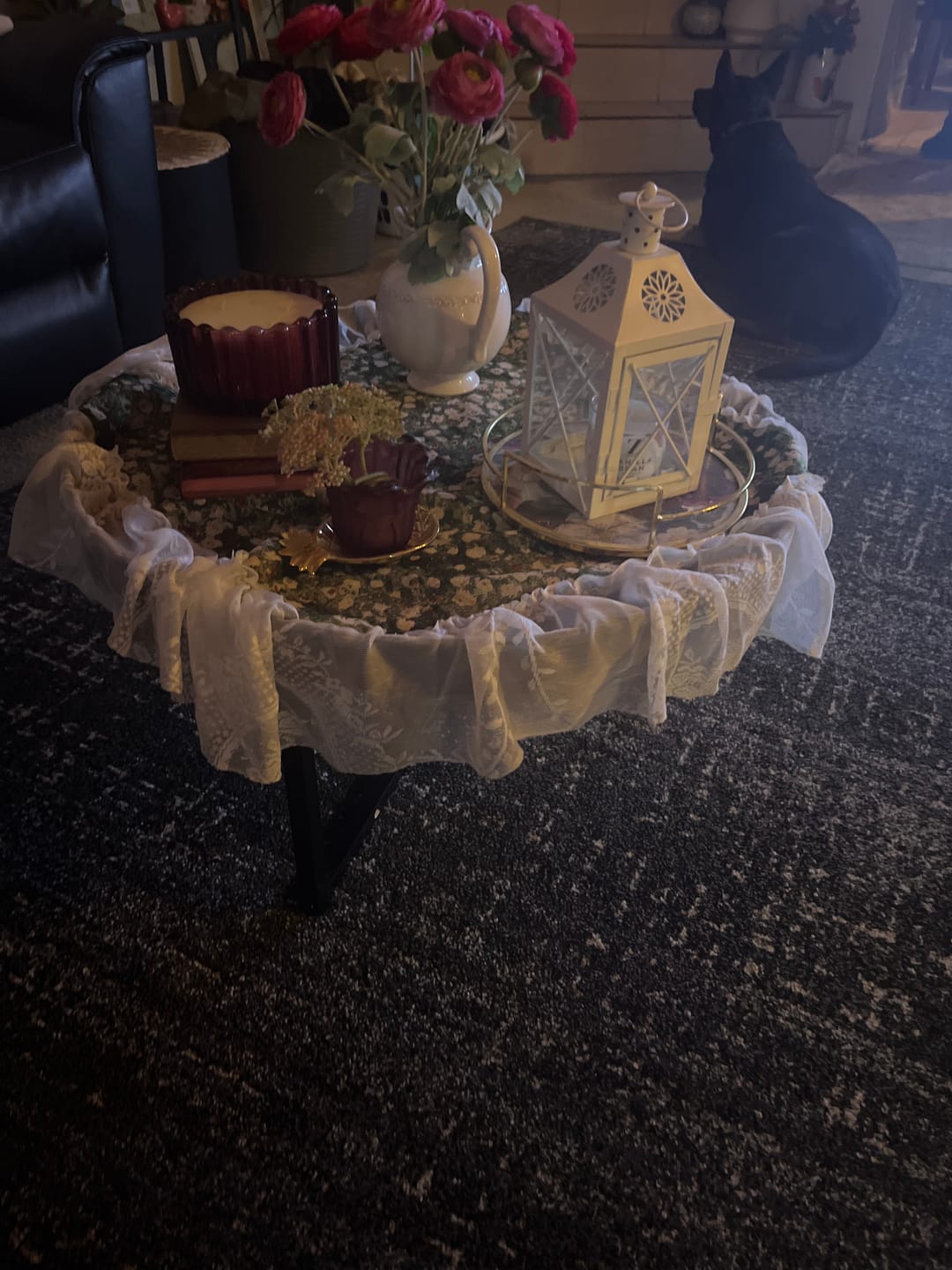 Customer photo review of Meadow Art Ruffle Table Cloth