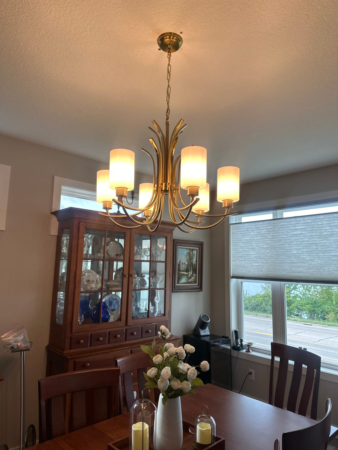 Customer photo review of French 6-Light Frosted Glass Shade Scrolling Chandelier