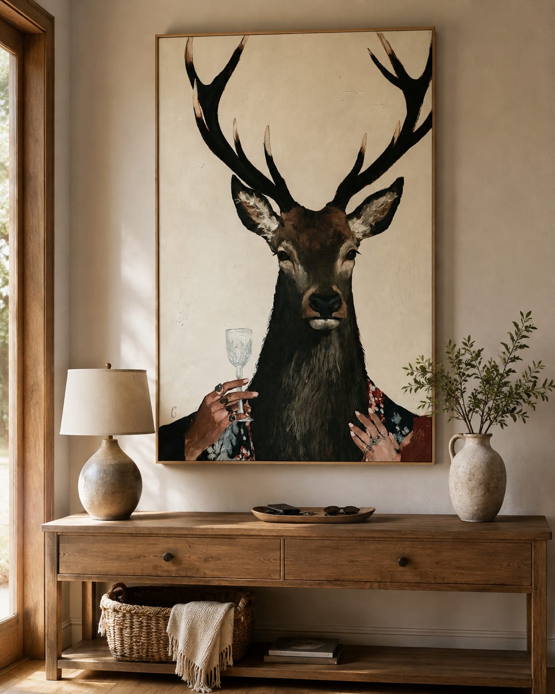 Customer photo review of Velvet Stag-Cocktail Deer Portrait Painting