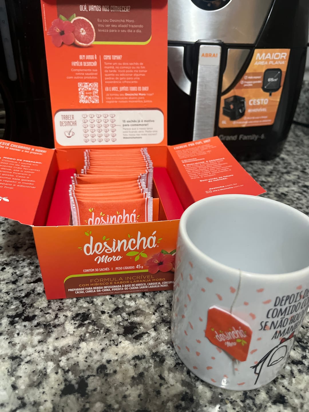 Customer photo review of Desinchá Laranja Moro e Hibisco (30 sachês)