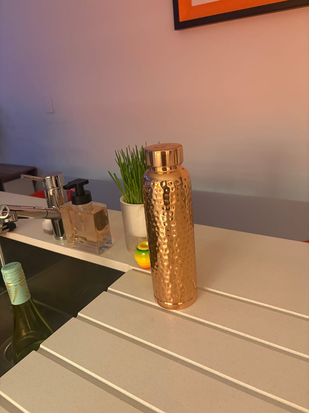 Customer photo review of Hammered Pure Copper Water Bottle 950ml