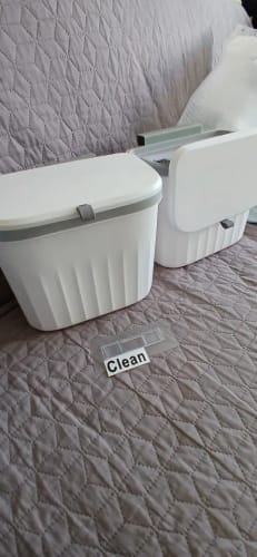 Customer photo review of Wall Mounted Trash Can – 12L Hanging Bin for Kitchen Cabinets
