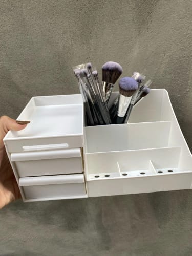 Customer photo review of Makeup Storage Drawer – Plastic Desktop Cosmetics Shelf