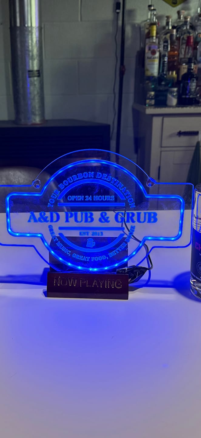 Customer photo review of Personalized LED Color Changing Man Cave Sign