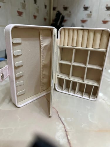 Customer photo review of Leather Jewelry Box – Ring and Earring Display Organizer