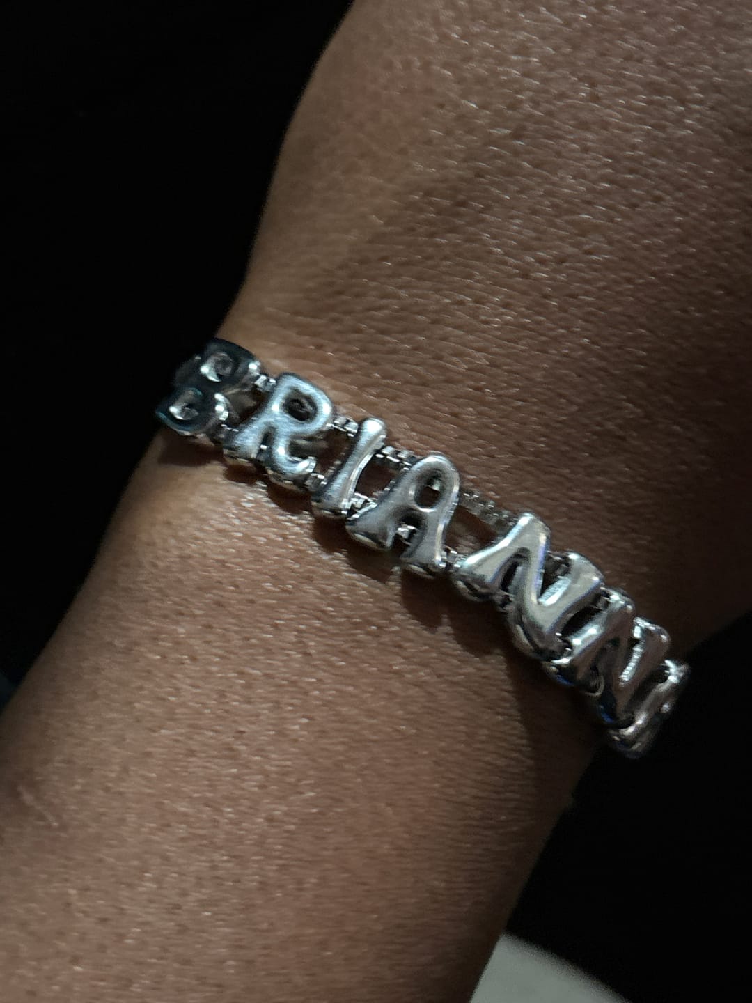Customer photo review of Bubble Letter Bracelet