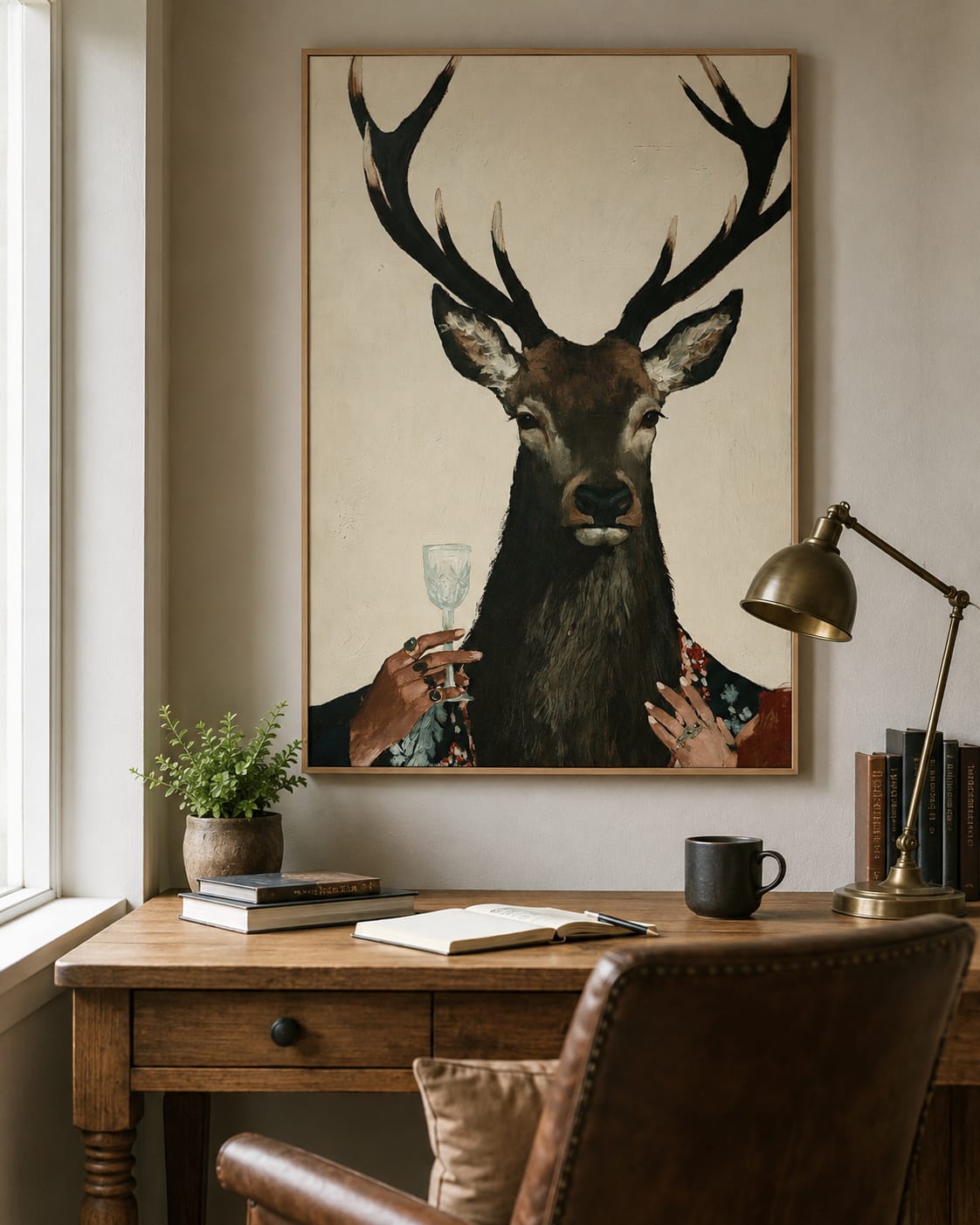 Customer photo review of Velvet Stag-Cocktail Deer Portrait Painting