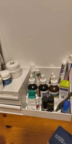 Customer photo review of Makeup Storage Drawer – Plastic Desktop Cosmetics Shelf
