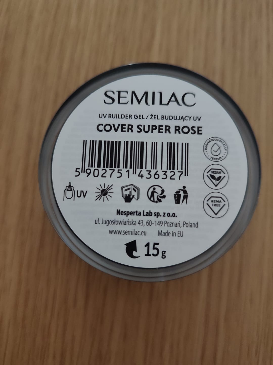 Customer photo review of Semilac Builder Gel Cover Super Rose 15g