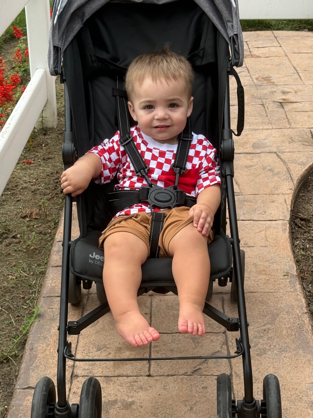 Customer photo review of Checkered Pocket Onesie Tee