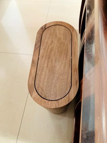 Customer photo review of Wooden Trash Can – Solid Wood Nordic Paper Basket with Lid