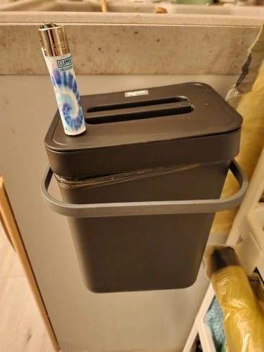 Customer photo review of Quiet Close Trash Can – Space-Saving Sealed Kitchen Bin