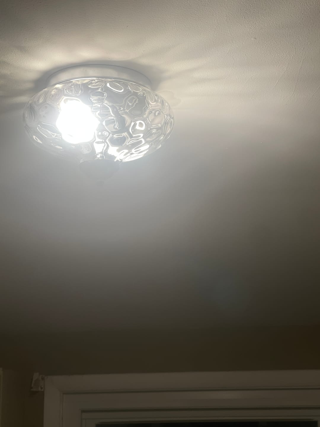 Customer photo review of 2-light Hammered Glass Flush Mount Ceiling Light