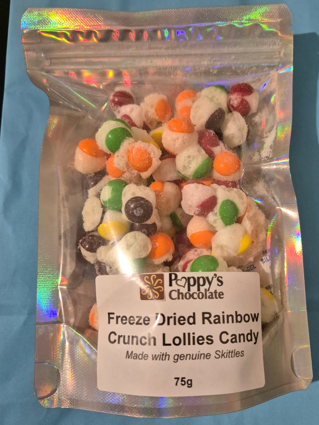 Customer photo review of Freeze Dried Rainbow Crunch Lollies Candy - Made with genuine Skittles