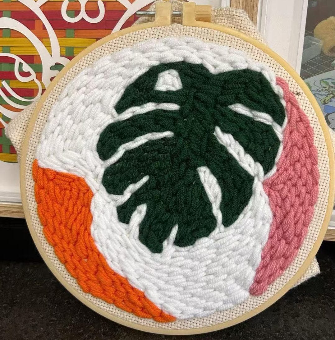 Customer photo review of Punch Needle Kit - Modern Monstera Leaf