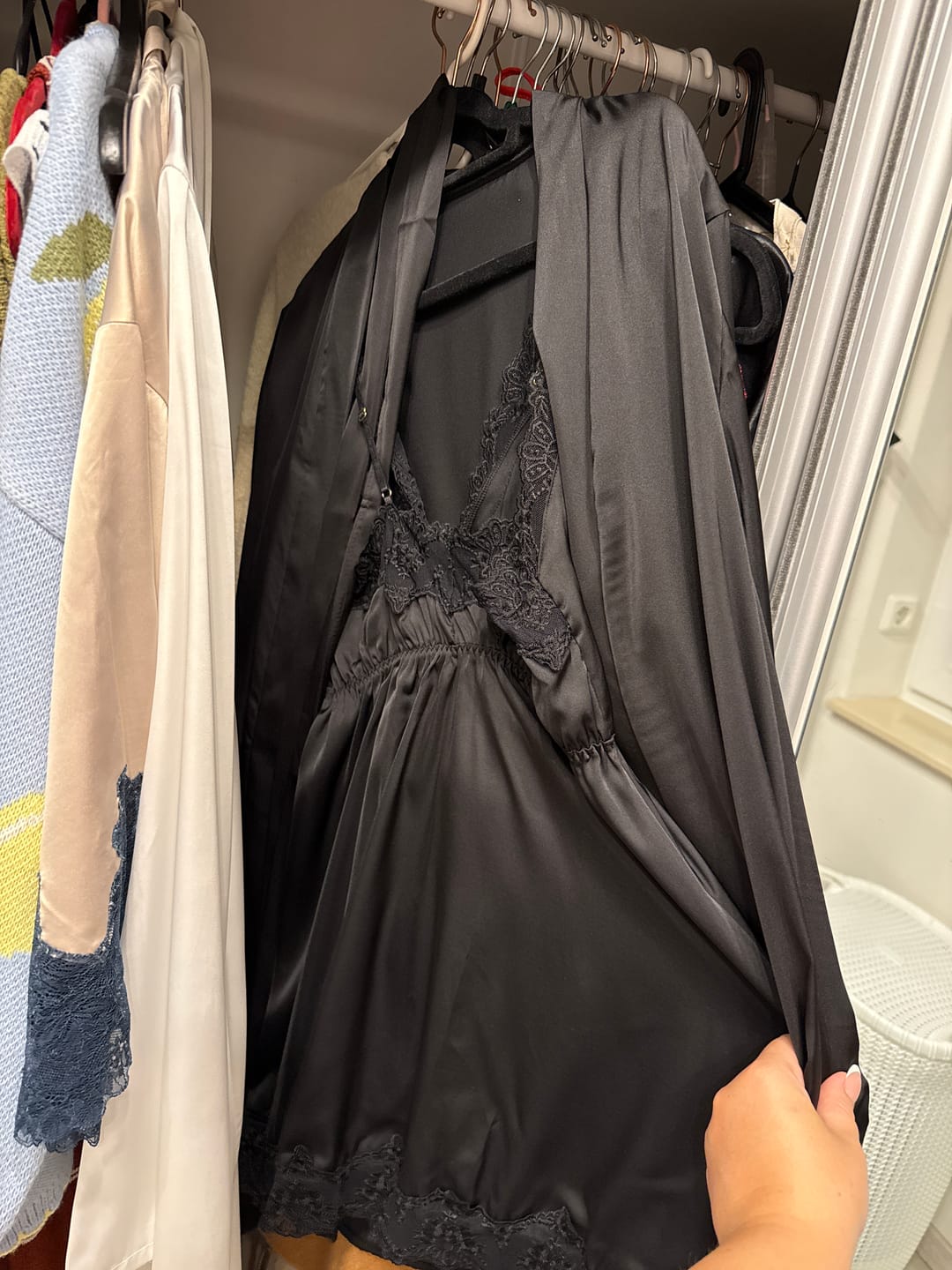 Customer photo review of Satin Chemise Robe Set