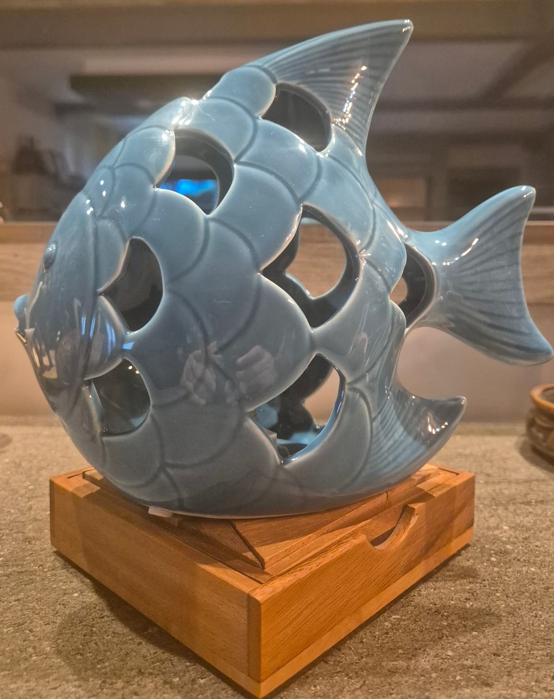 Customer photo review of Statuina Pesce in Ceramica Azzurra con LED Integrato